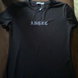 Dress from Romwe. Silk material. “Angel” stitched on the front. Short sleeved.